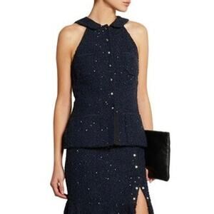 Nina Ricci Blue Sequin Peplum Blouse